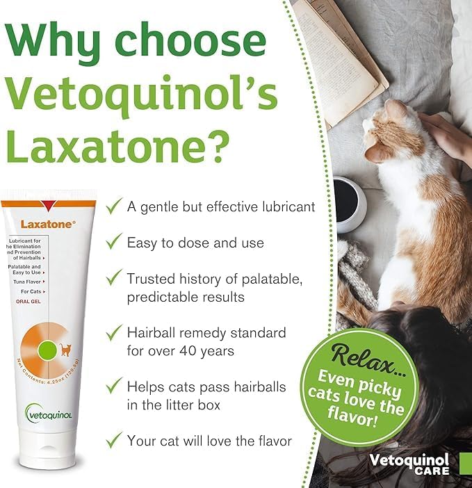 Vetoquinol Laxatone Tuna Flavor Hairball Gel for Cats 4.25oz