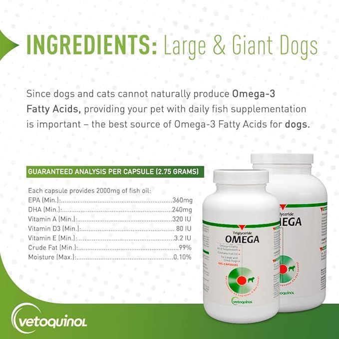 Vetoquinol Tri-Omega Capsules for Large Dogs 60 Capsules
