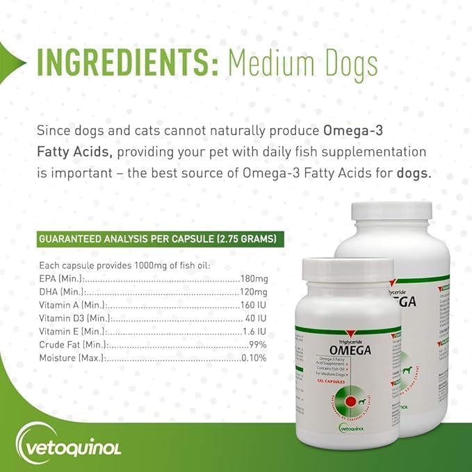 Vetoquinol Tri-Omega Capsules for Medium Dogs 60 Capsules