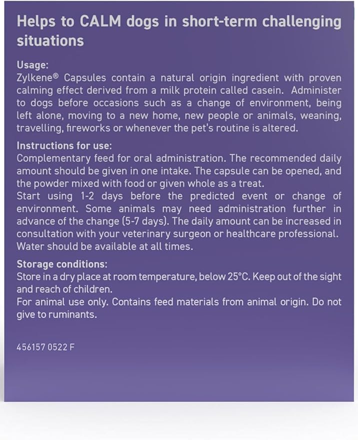 Vetoquinol Zylkene Supplement for Large Dogs 450mg 20 Capsules