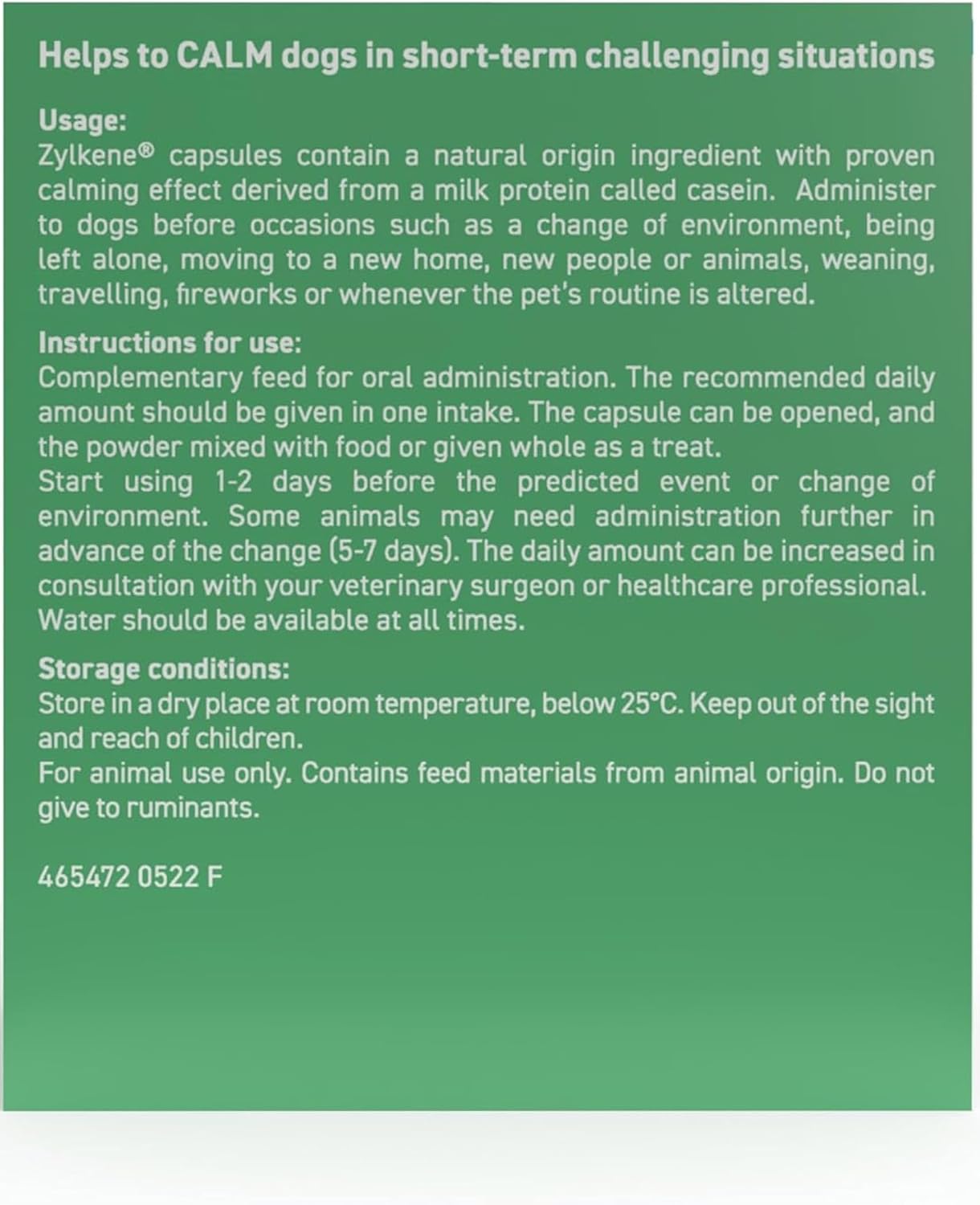 Vetoquinol Zylkene Supplement for Medium Dogs 225mg 20 Capsules