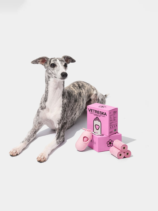 VETRESKA Cherry Blossom Pet Poop Bags & Dispenser Set (1 Dispenser + 7 Rolls)