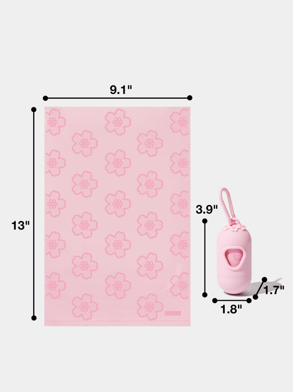 VETRESKA Cherry Blossom Pet Poop Bags & Dispenser Set (1 Dispenser + 7 Rolls)