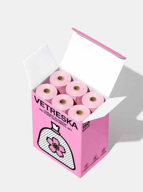 VETRESKA Cherry Blossom Pet Poop Bags Refill Set (12 Rolls)