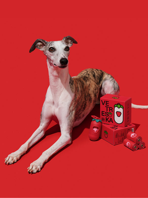 VETRESKA Strawberry Pet Poop Bags & Dispenser Set (1 Dispenser + 7 Rolls)