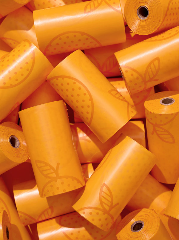 VETRESKA Tangerine Pet Poop Bags & Dispenser Set (1 Dispenser + 7 Rolls)