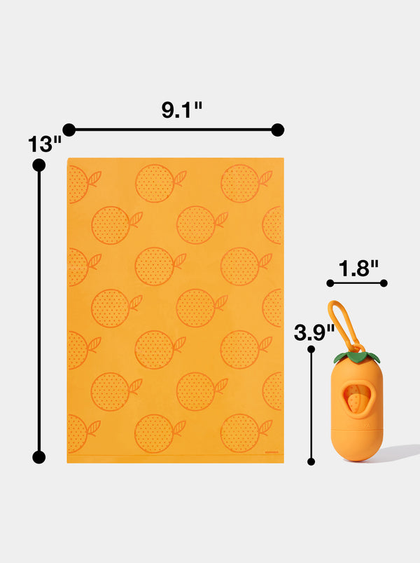 VETRESKA Tangerine Pet Poop Bags & Dispenser Set (1 Dispenser + 7 Rolls)