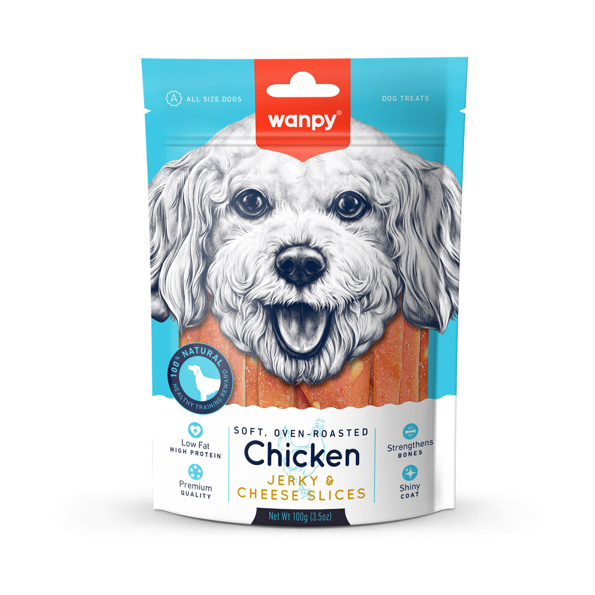 Wanpy Chicken Jerky & Cheese Slices 100g