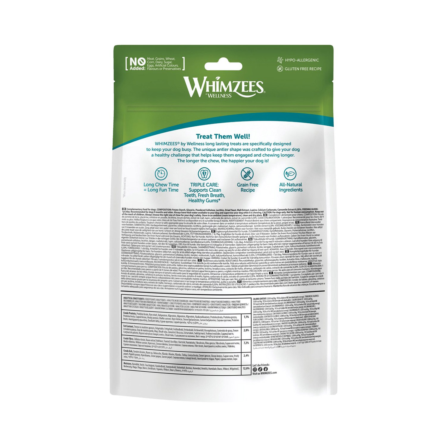 WHIMZEES Occupy Antler Natural Dental Chews for Dogs - Medium (12pc)