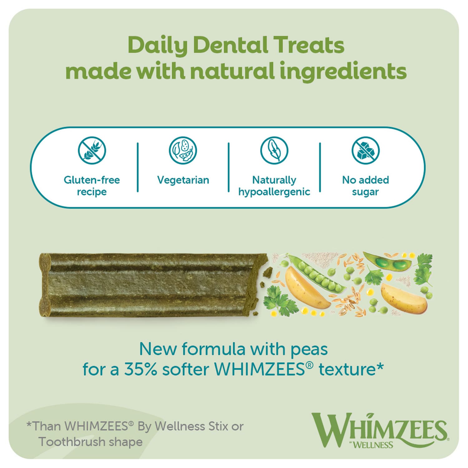 Whimzees Soft Daily Dental Dog Treats Value Bag - X Small (56 pcs)