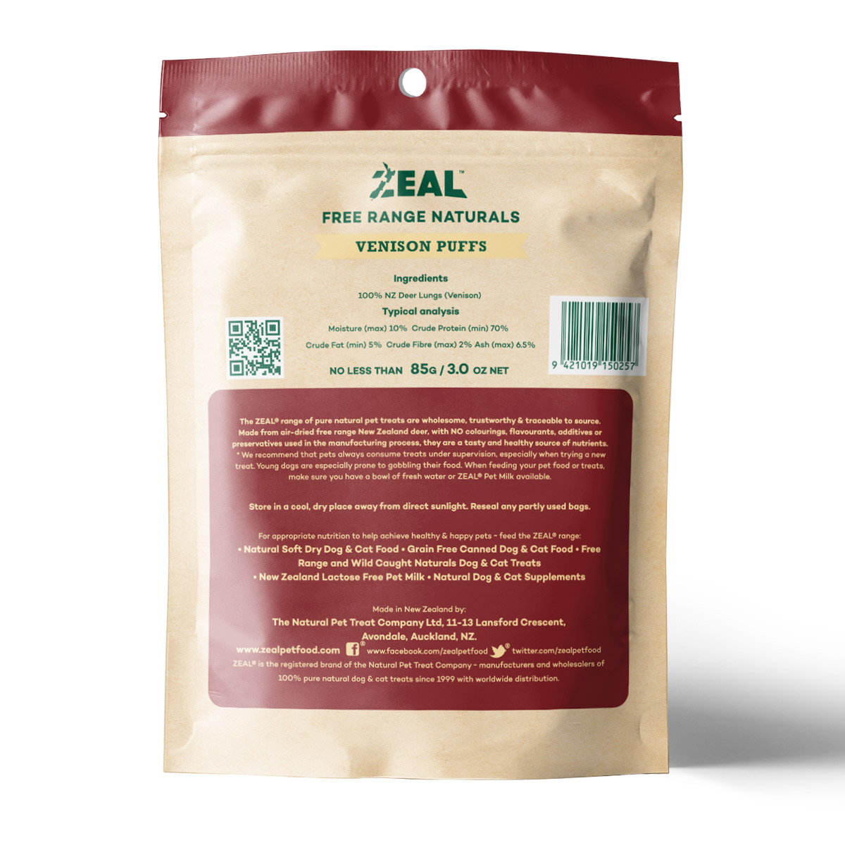 Zeal Venison Puffs 85g