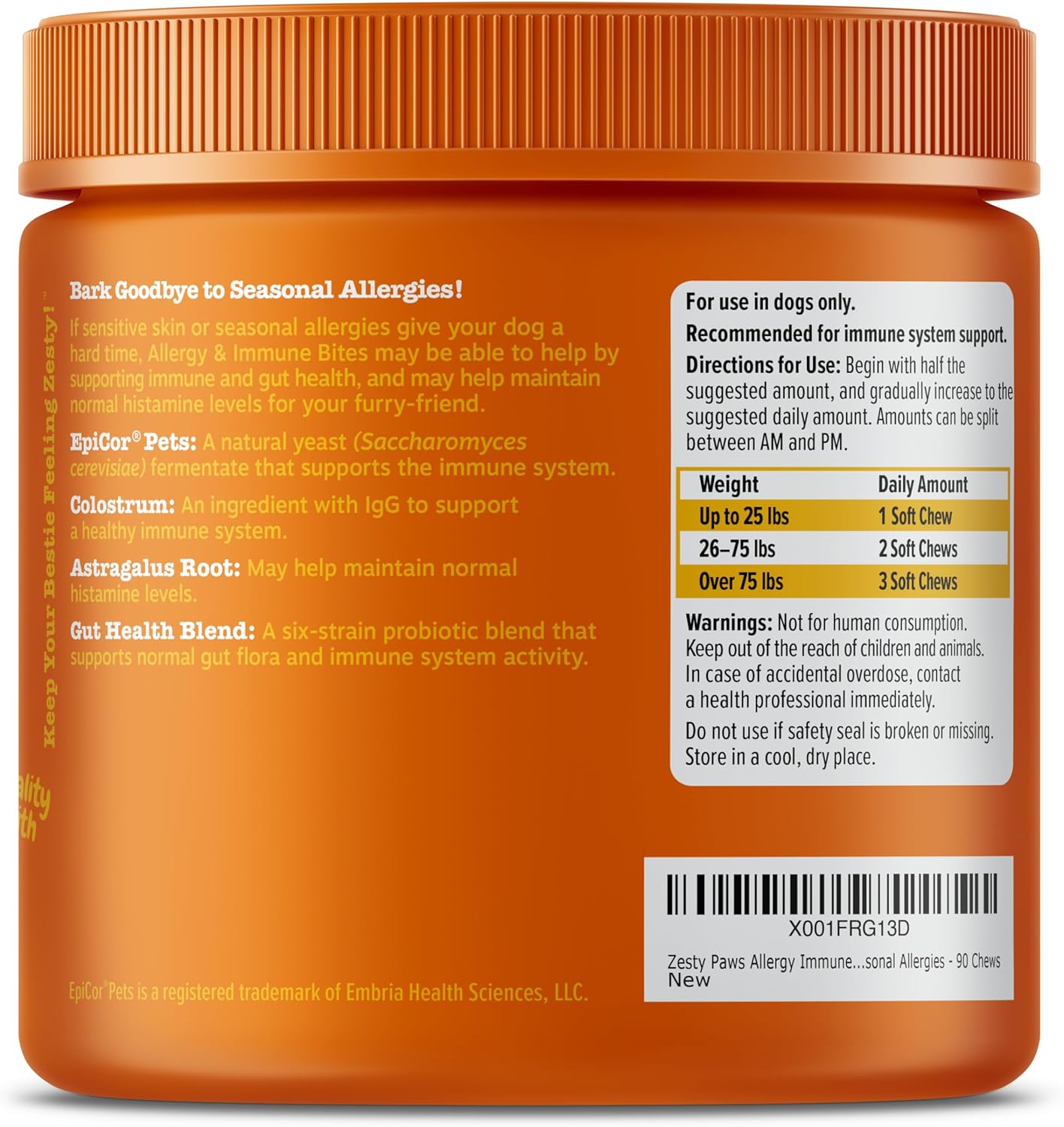 Zesty Paws Allergy & Immune Bites – Lamb (90 Count)