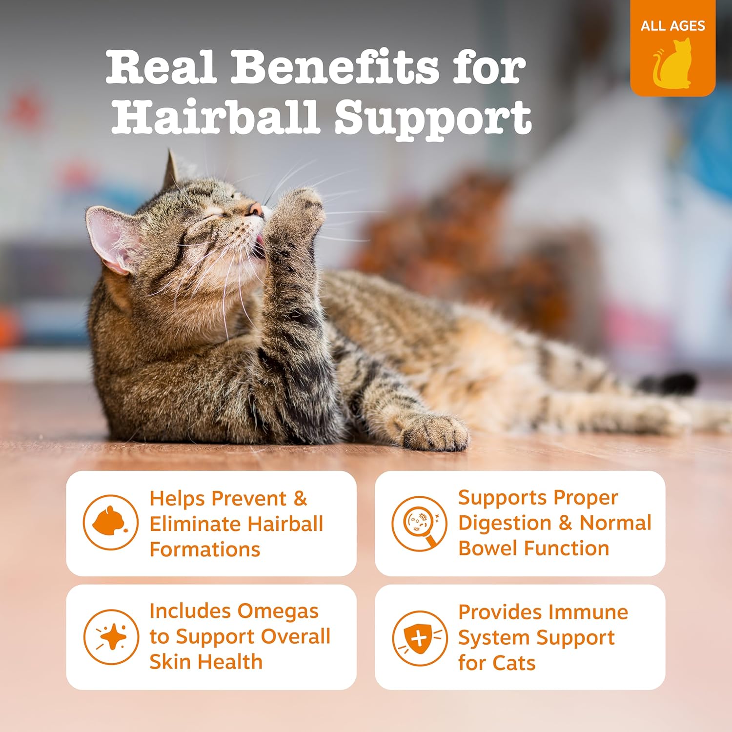 Zesty Paws Cat Hairball Bites – Bacon (60 Count)