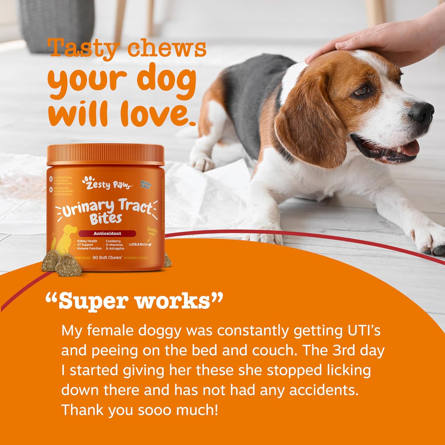 Zesty Paws Urinary Tract Bites – Chicken (90 Count)
