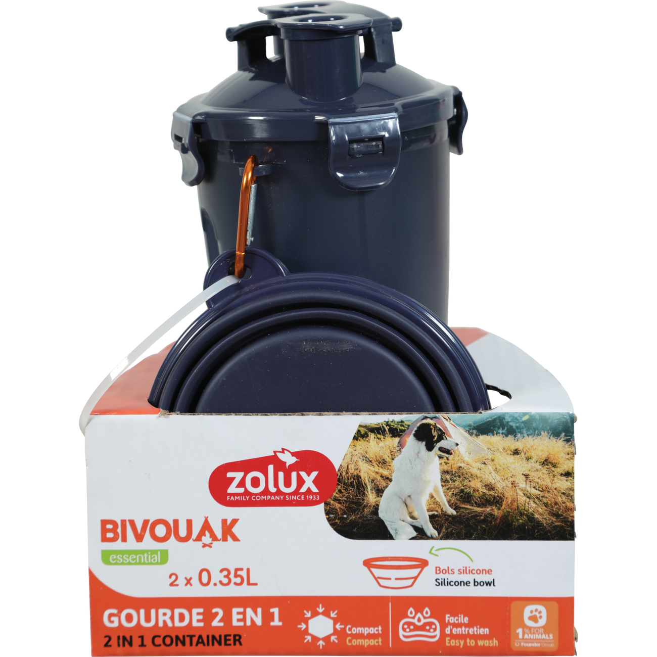 Zolux BVK 2-in-1 Travel Bottle Blue