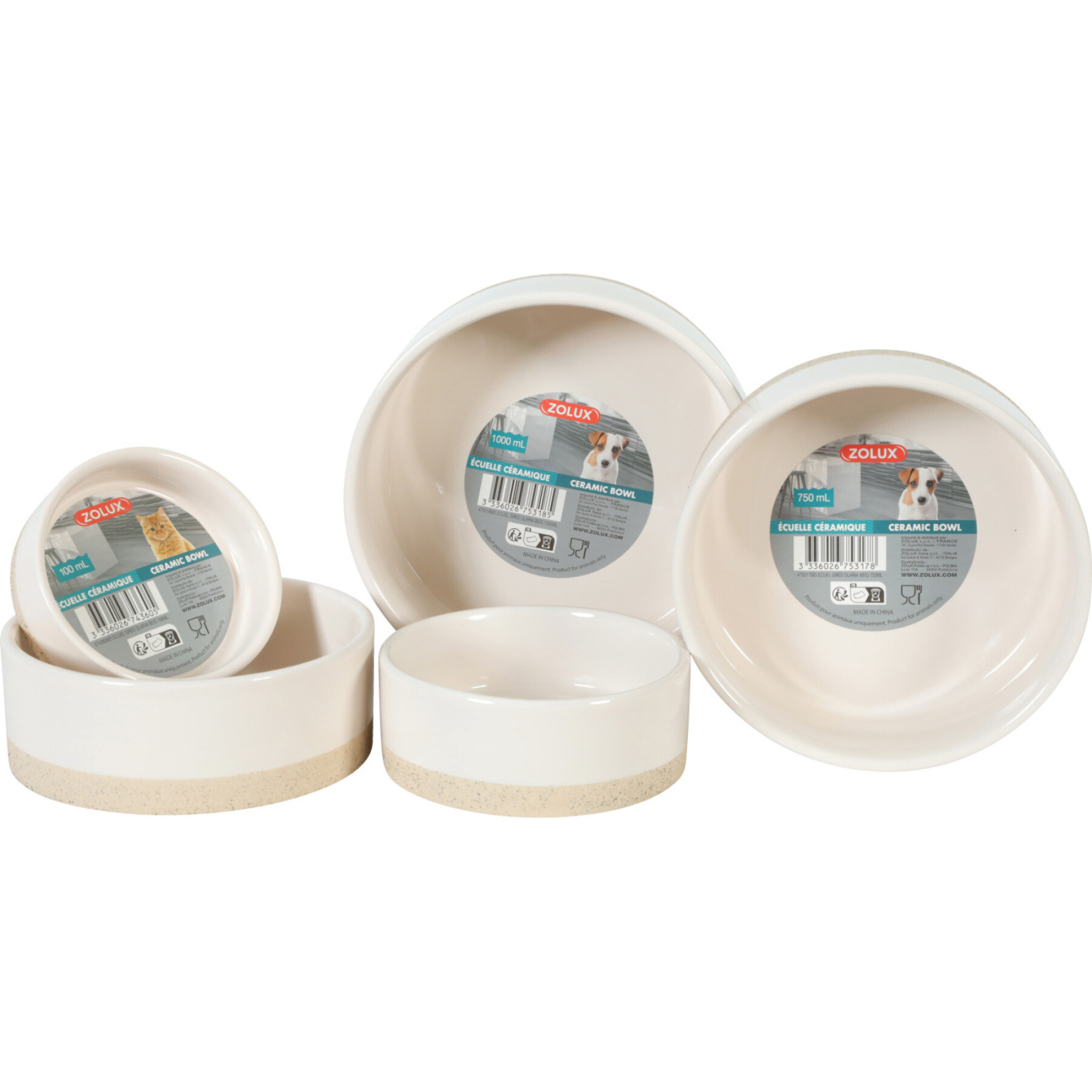 Zolux Olaria Ceramic Pet Bowl Beige 300ml