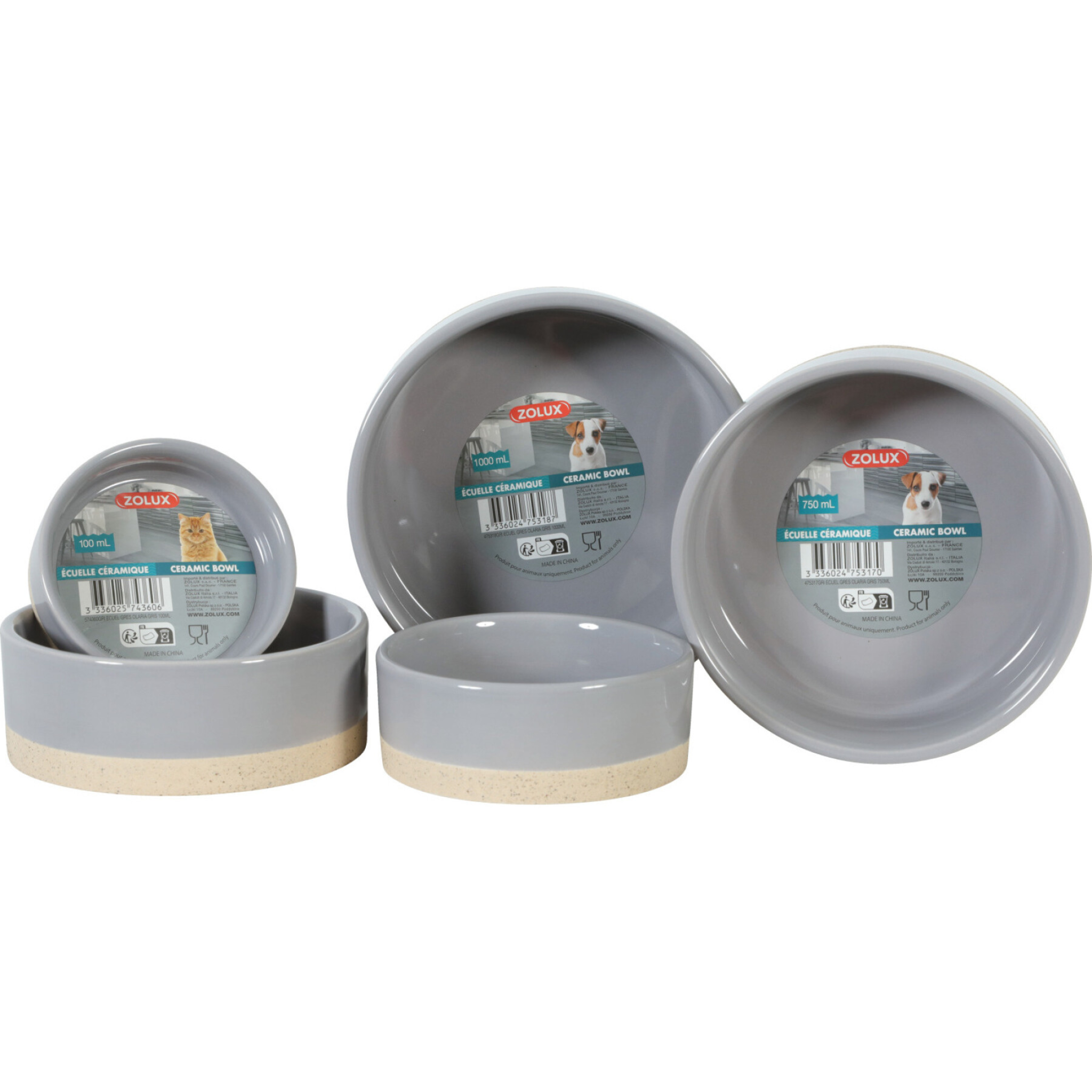 Zolux Olaria Ceramic Pet Bowl Grey 300ml