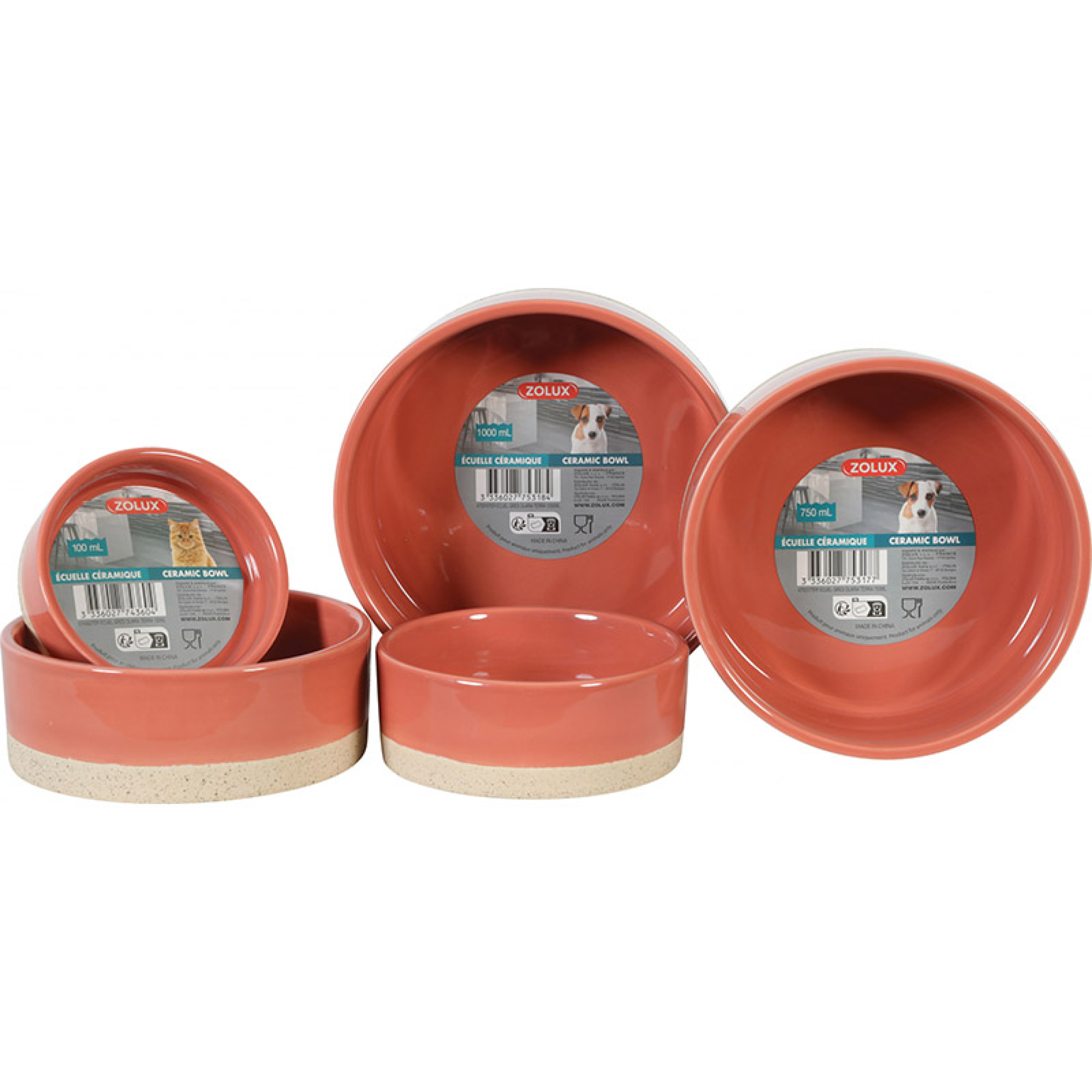 Zolux Olaria Ceramic Pet Bowl Terracotta 750ml