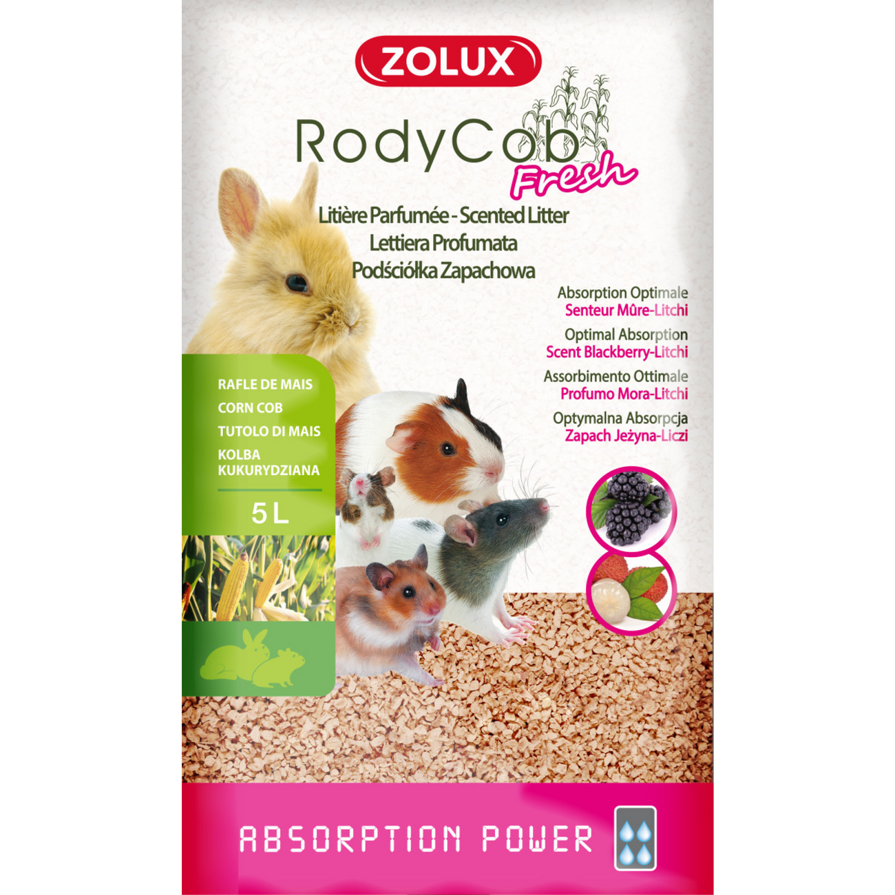 Zolux RodyCob Rodent Litter Blackberry & Litchi 5L