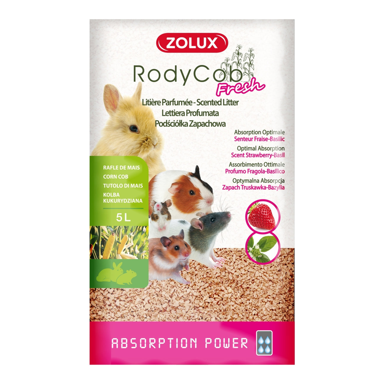Zolux RodyCob Rodent Litter Strawberry & Basil 5L